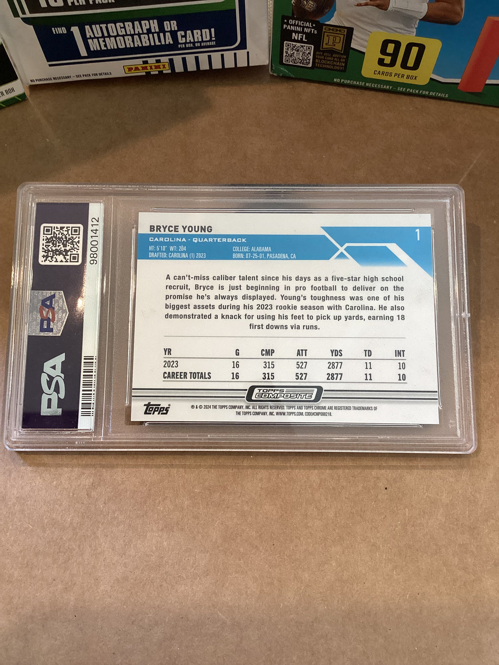 Bryce Young Topps composite blue refractor PSA GM 10