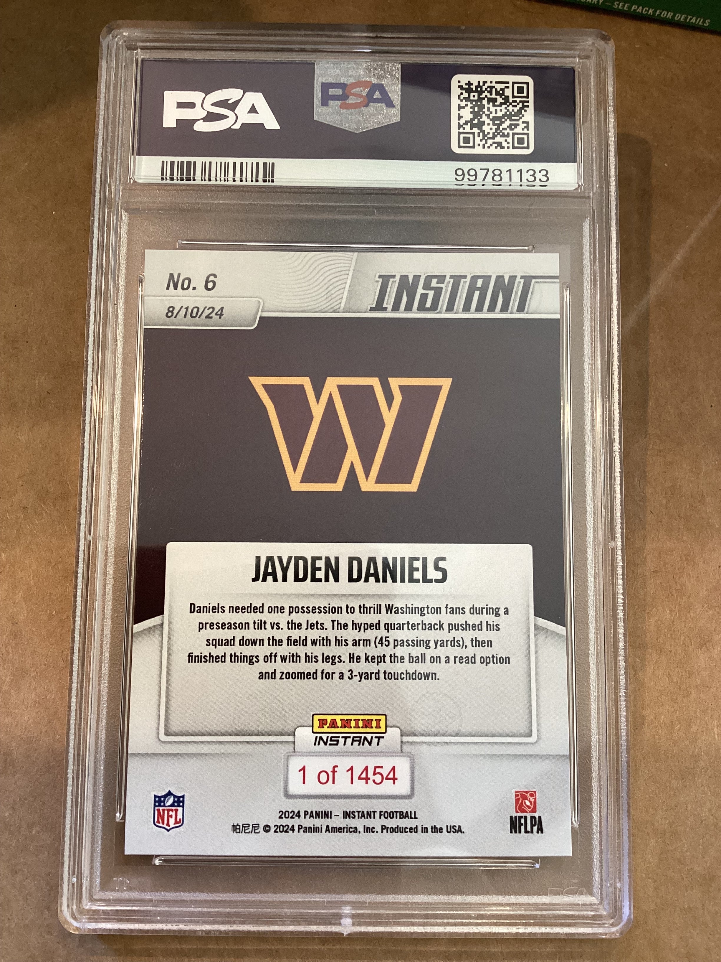 Jayden Daniels 2024 Panini instant NFL  PSA GM 10