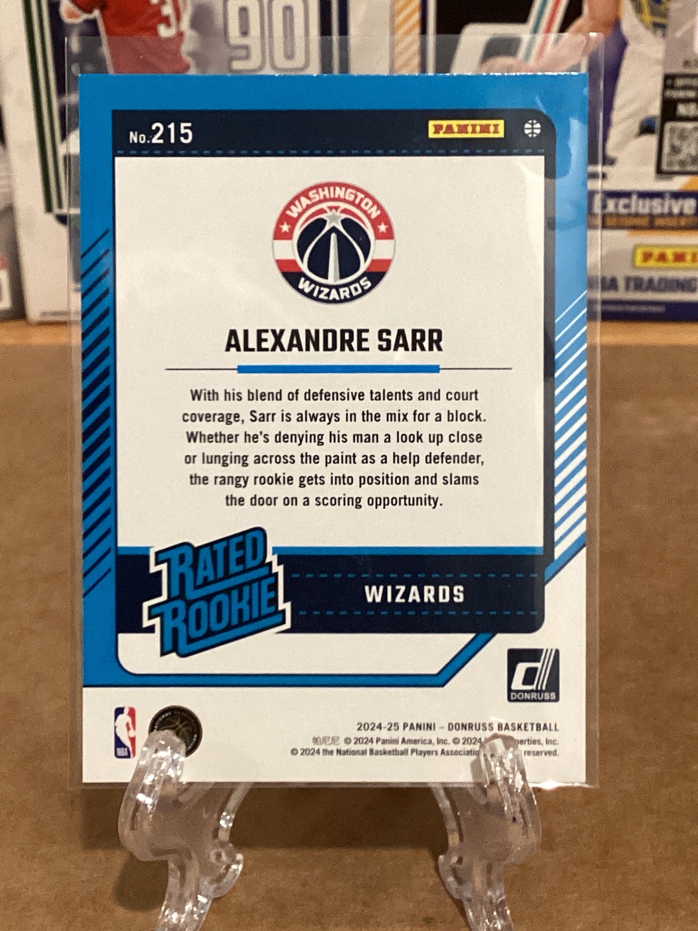 2024-25 NBA Alexander Sarr, Donruss “Rated Rookie”, Gem Mint