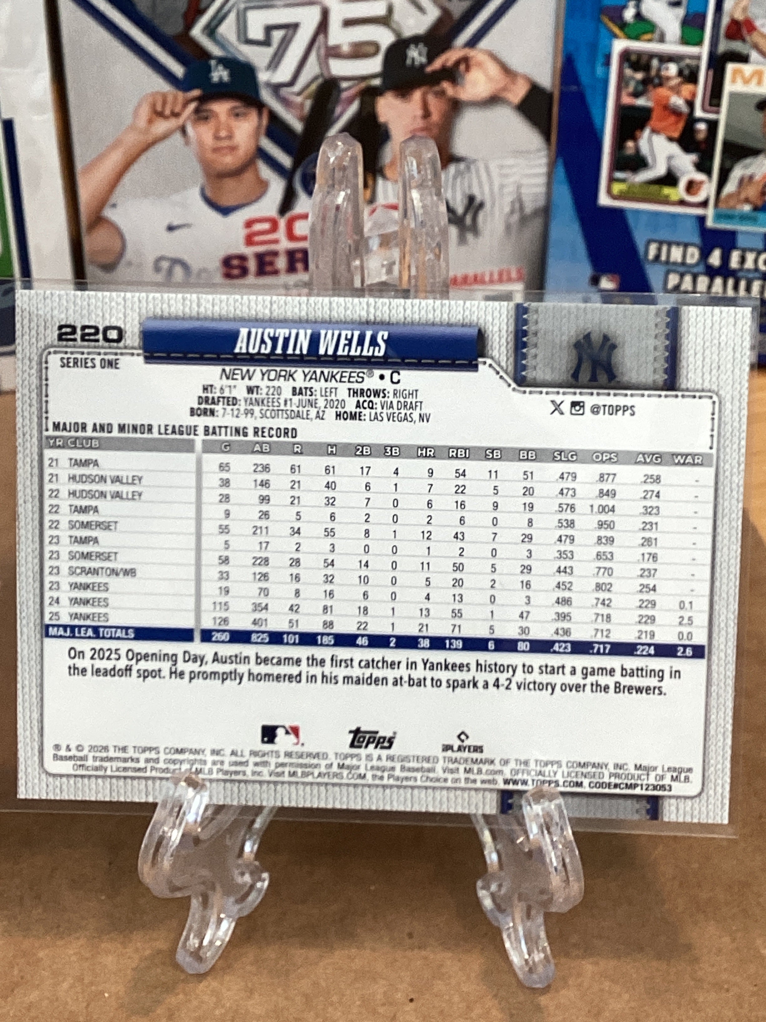 2026 Topps 1 Austin Wells, Refractor 220, GM 10.