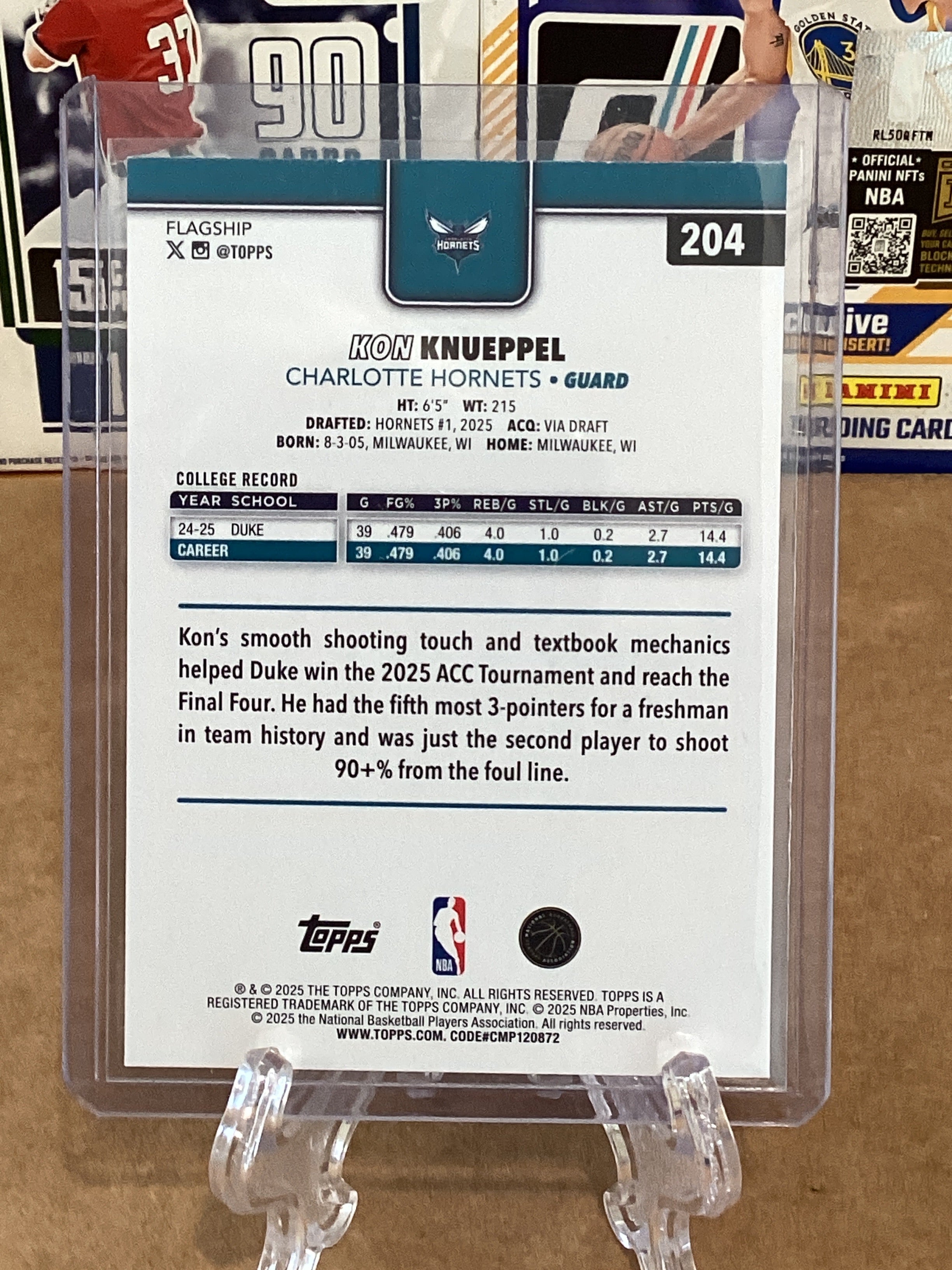 2025 NBA Kon Knueppel-Topps-Rookie card-Base-Gem mint