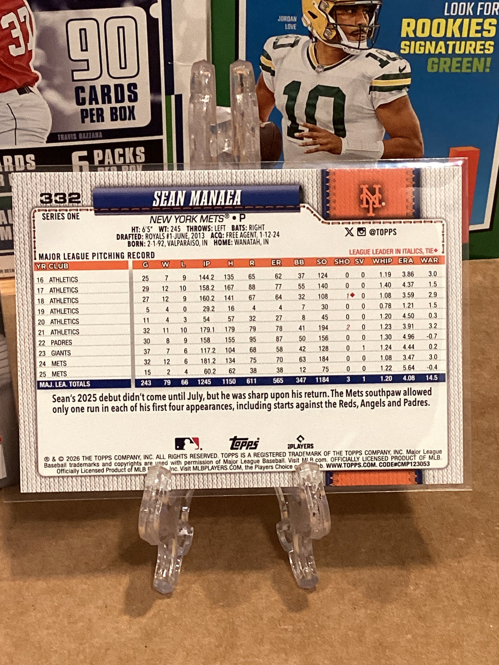 26. Tops series one Sean Manaea. base ungraded GM10
