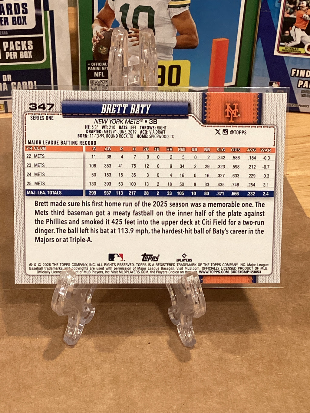 2026 Topps Series 1 Brett Baty Base GM10