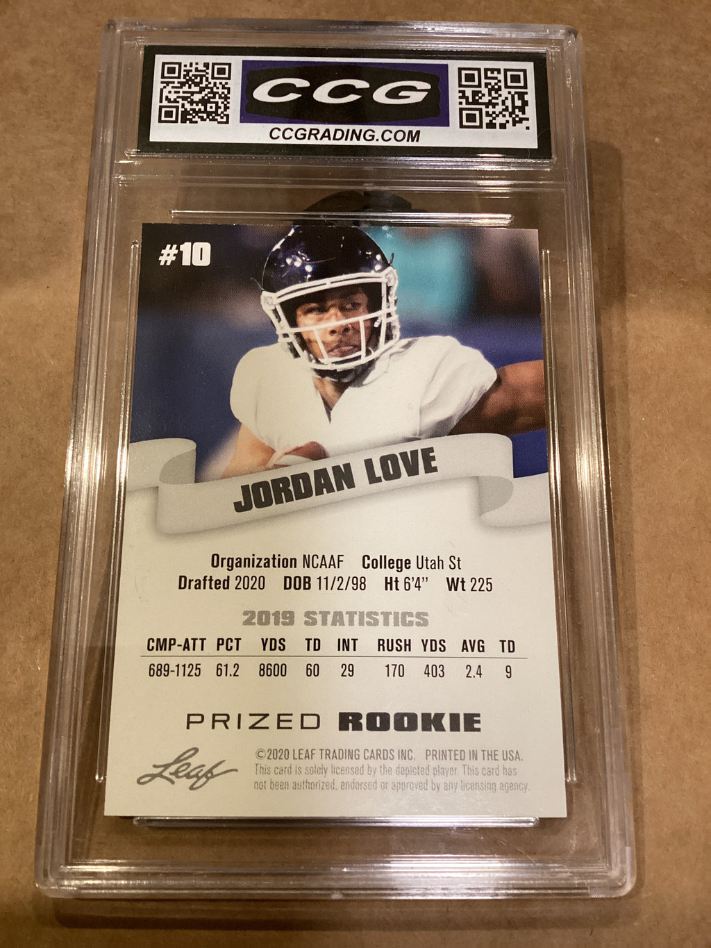 Jordan Love 2020 Rookie graded 10 Gem mint