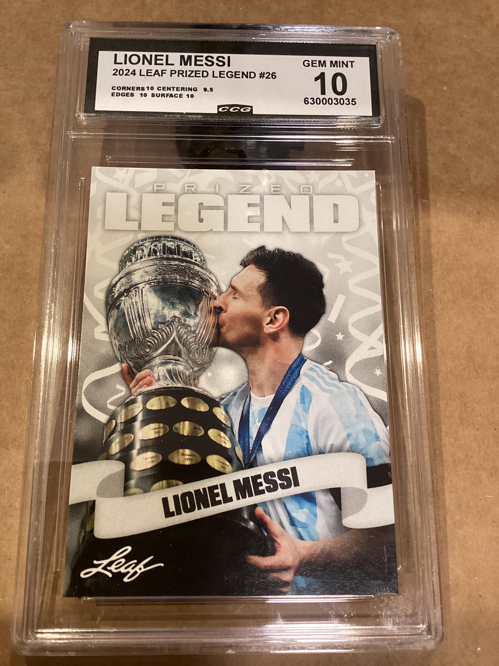 Lionel Messi 2024: Leaf Legends Graded 10 gem mint