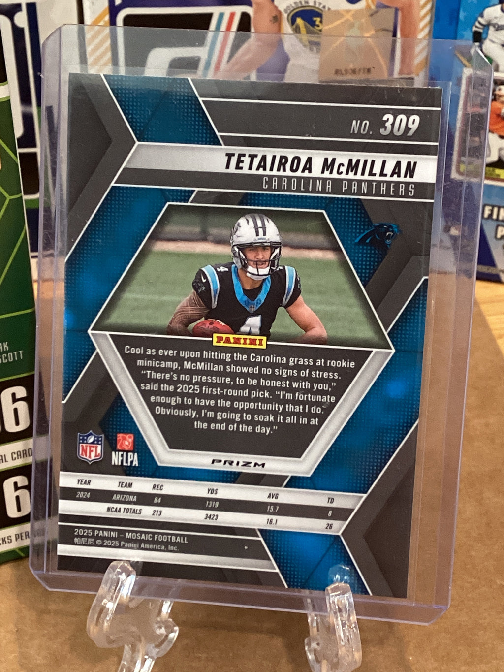 2025 Panini Tetairoa McMillan Rookie card #309:refractor Gem Mint 9.8-10