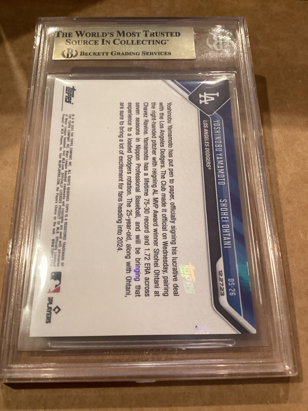 Ohtani/ Yamamoto 2023 TOPPS Beckett 9.5