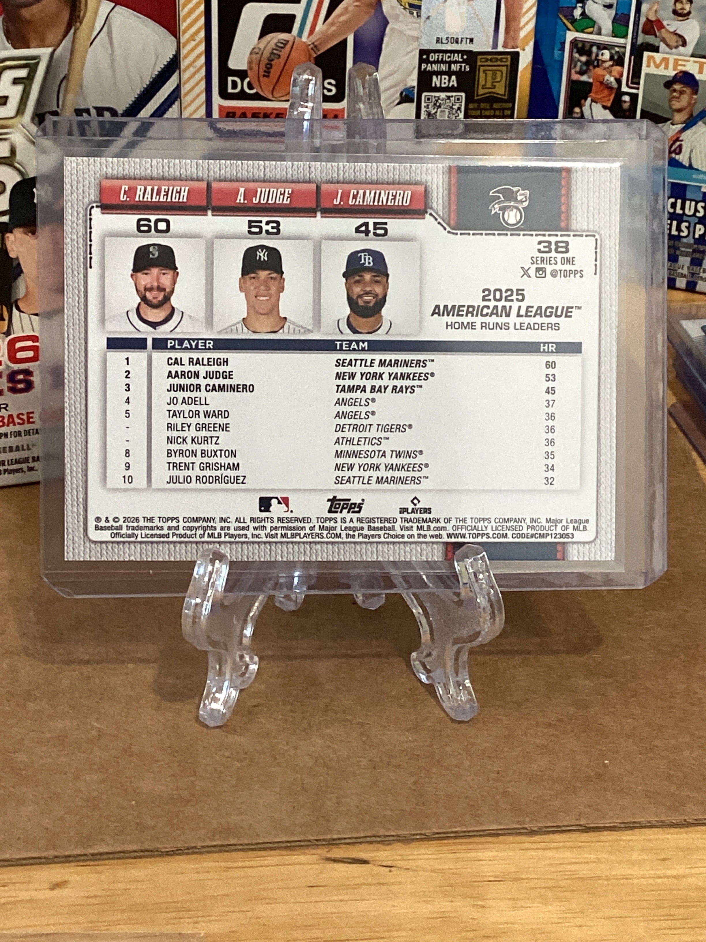 2026 MLB C.Raliegh/A.Judge/J.Caminero-HR’s AL Leaders. Gem mint