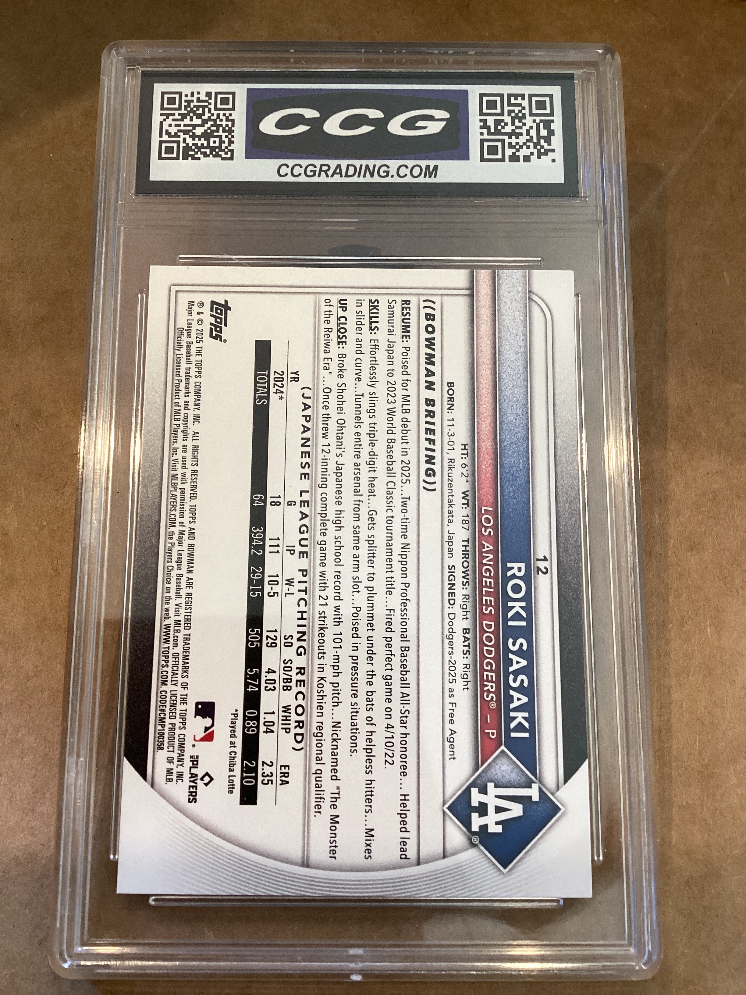 Roki Sasaki 2025 Bowman Rookie GM 10