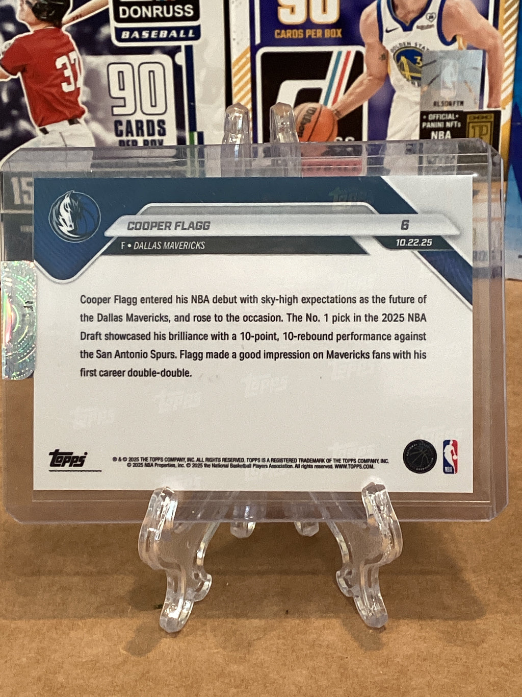 2025 NBA Cooper Flagg Topps Now Rookie Card #6; Gem mint 9.5+