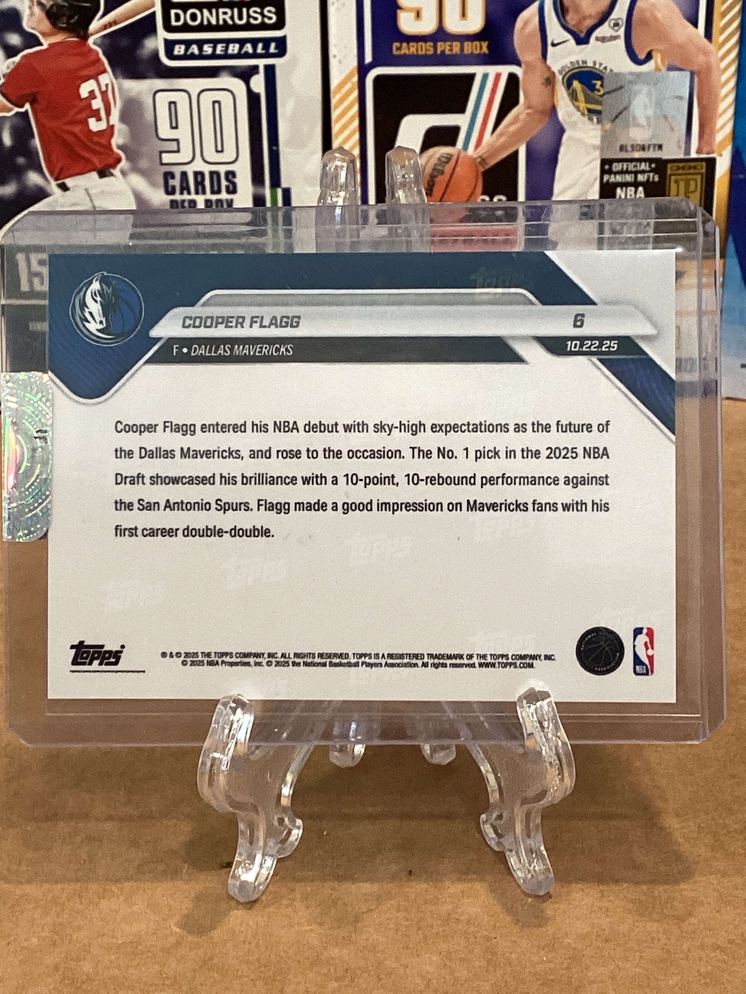 2025 NBA Cooper Flagg Topps Now Rookie Card #6; Gem mint 9.5+