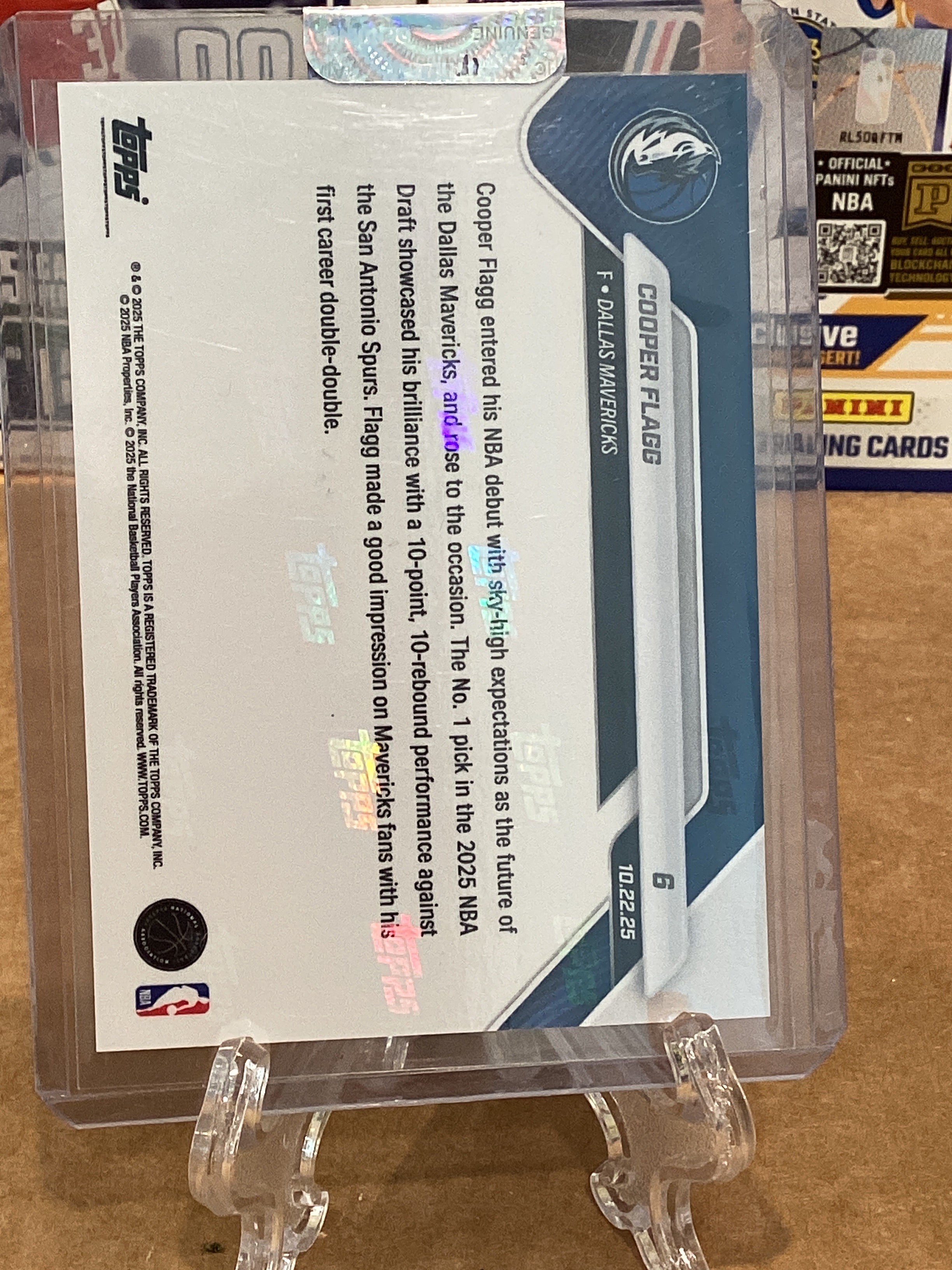 2025 NBA Cooper Flagg Topps Now Rookie Card #6; Gem mint 9.5+
