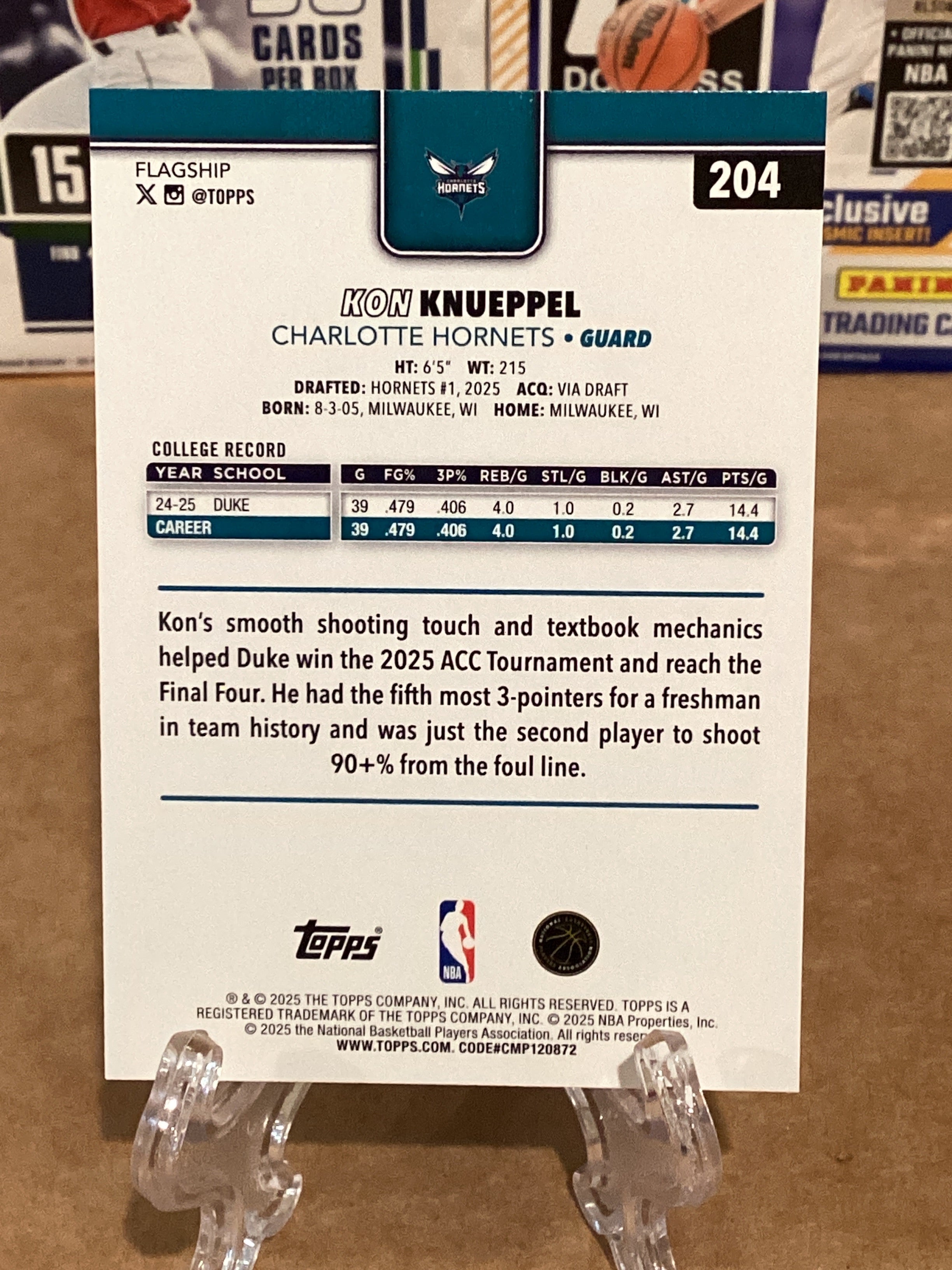2025 NBA Kon Knueppel Rookie Card-Topps base-Gem mint