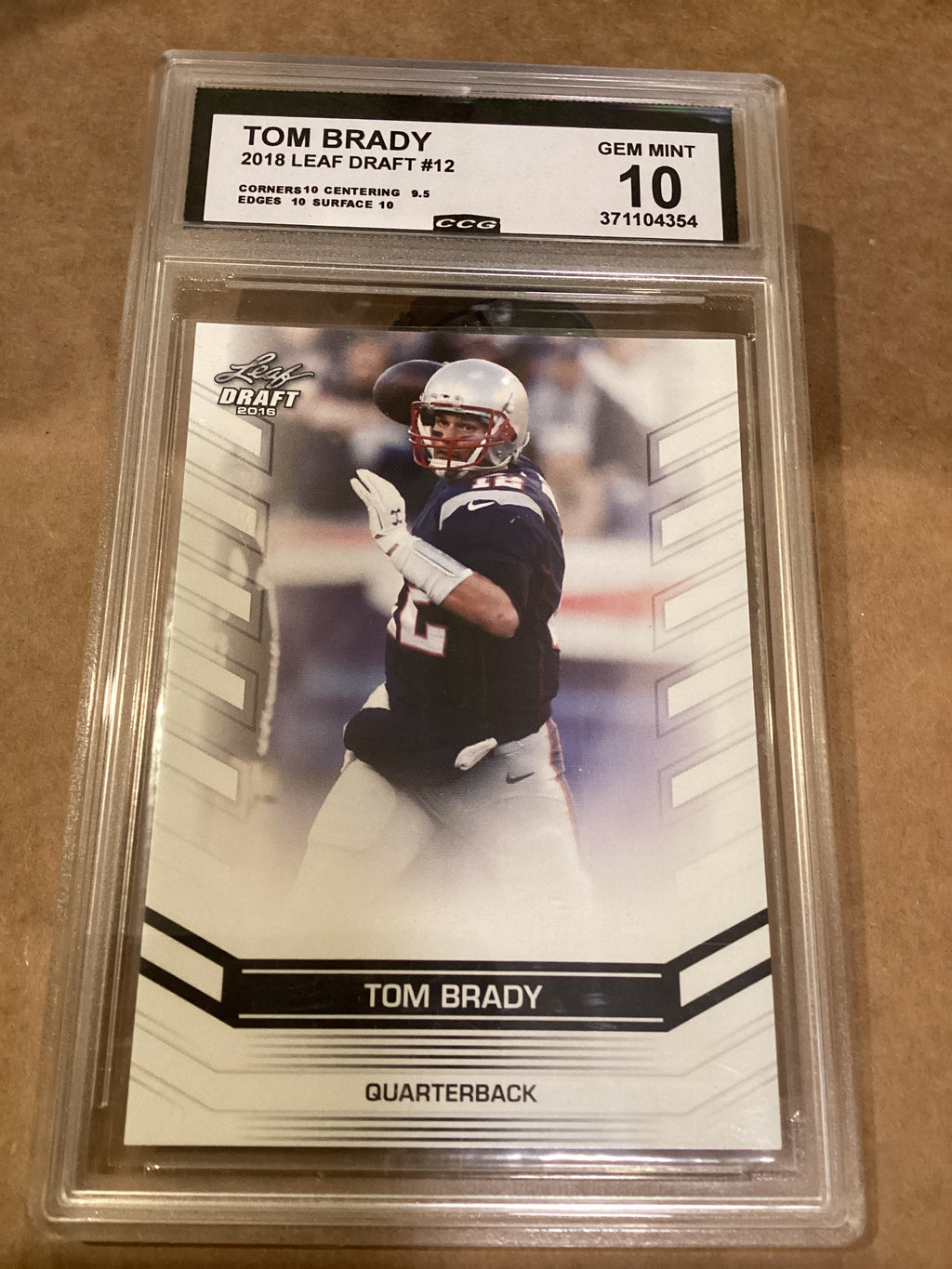 Tom Bradey 2018 Leaf Draft Graded 10 Gem Mint