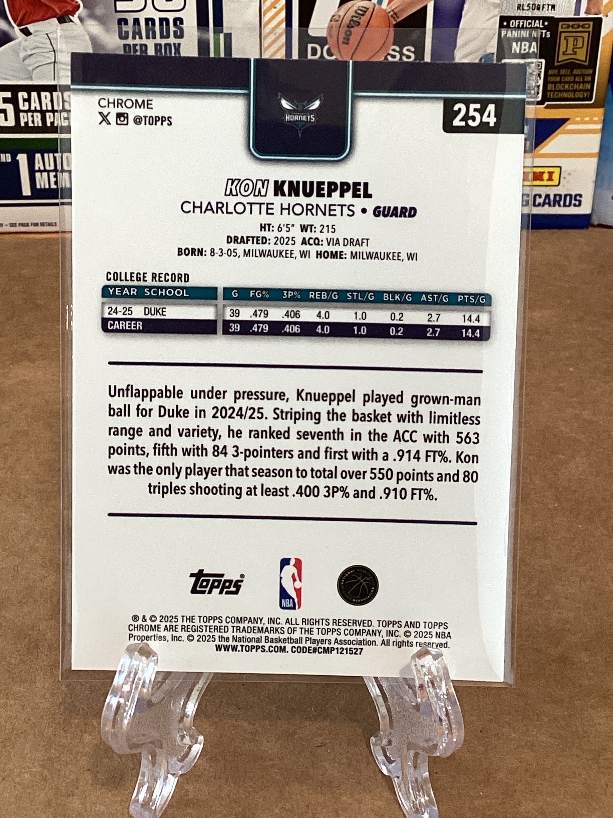 2025 NBA Kon Knueppel-Topps-Chrome-Rookie-Gem mint