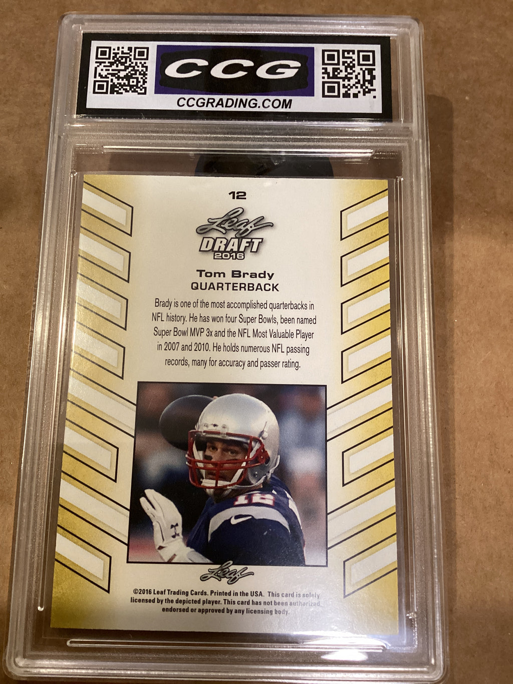Tom Bradey 2018 Leaf Draft Graded 10 Gem Mint