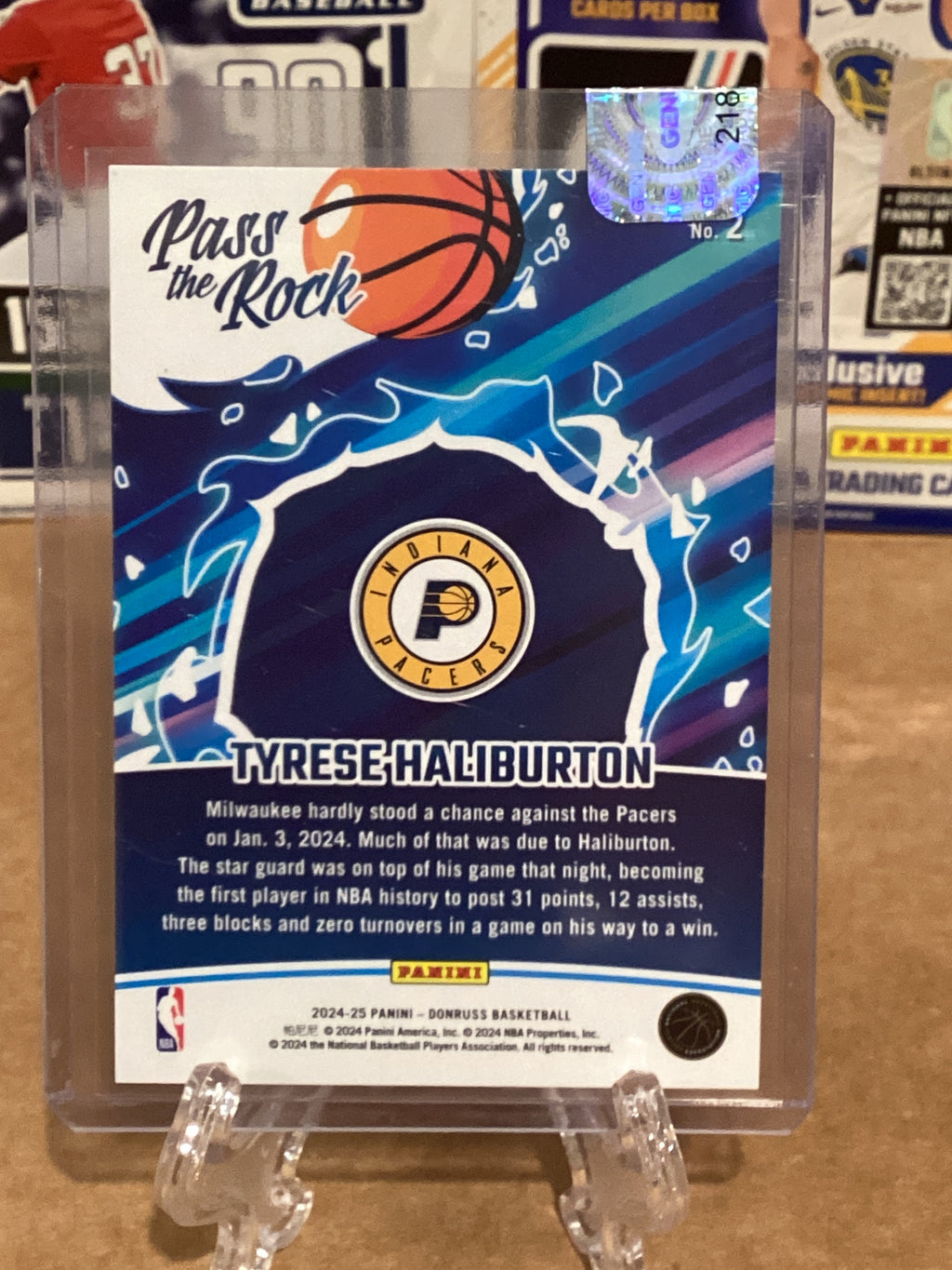 2024-25 Tyrese Haliburton-Donruss-pass the rock#2-GM 9.5