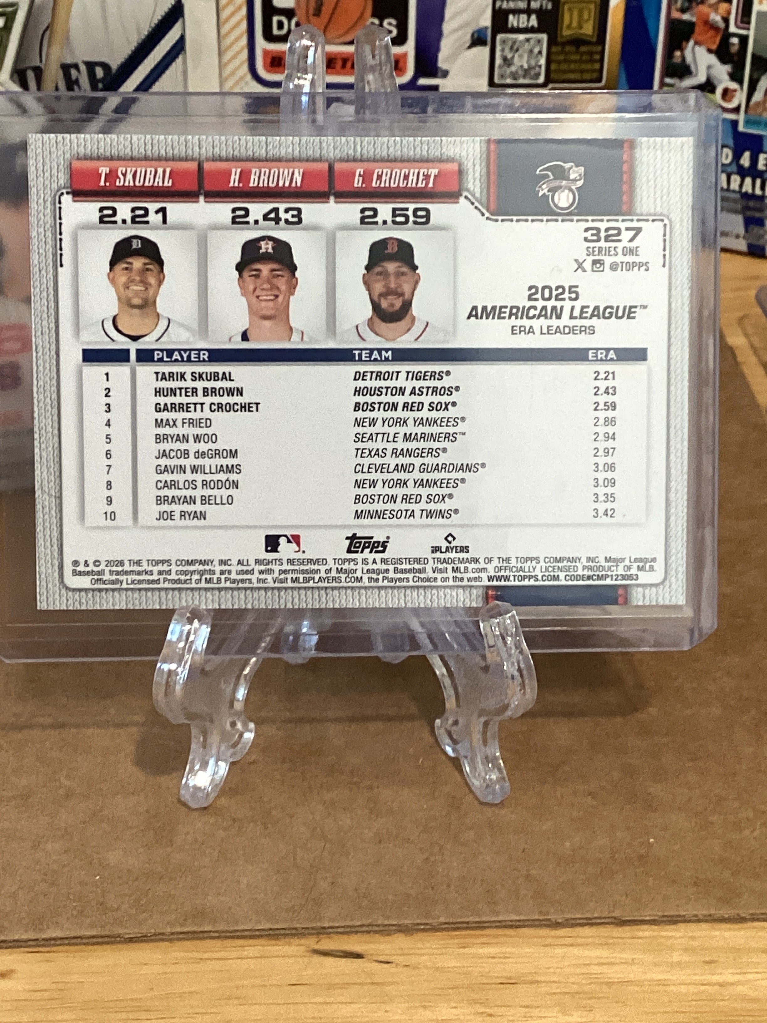 2026 MLB T.Skubal/H.Brown/G.Crocket- ERA AL Leaders-Gem mint