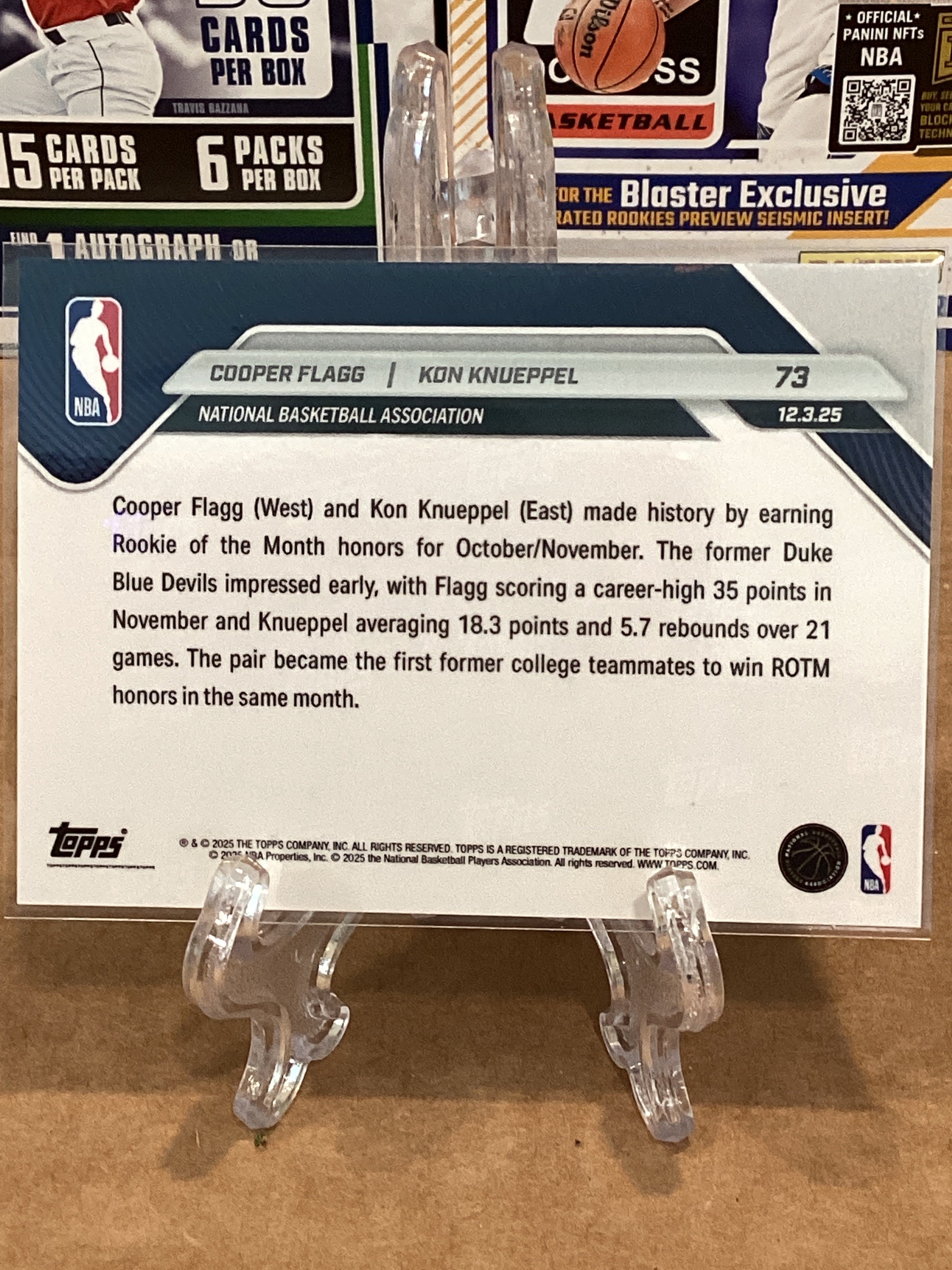 2025 NBA Duo Cooper Flagg/ Kon Knueppel Topps Now #73 GM-10