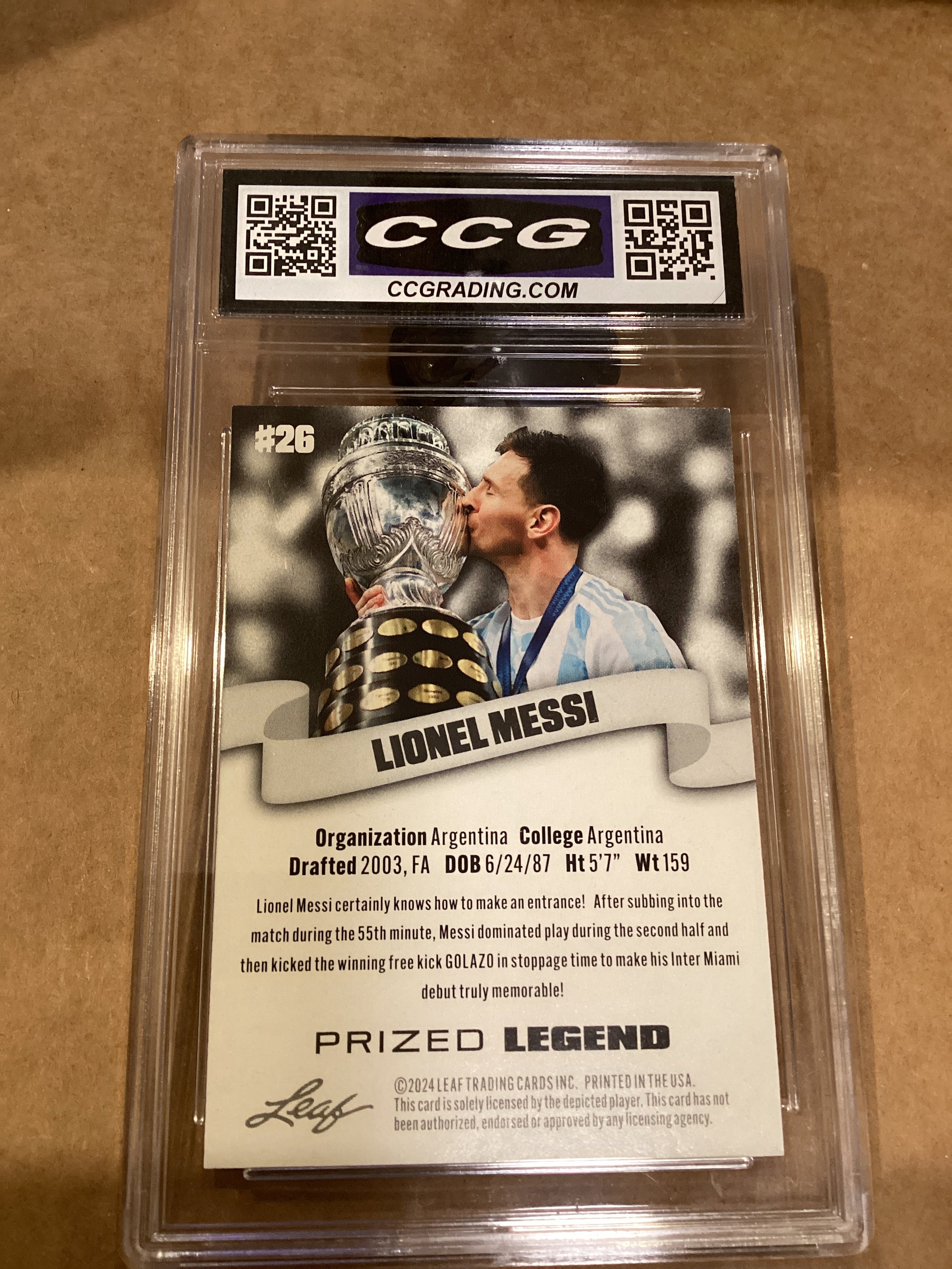 Lionel Messi 2024: Leaf Legends Graded 10 gem mint