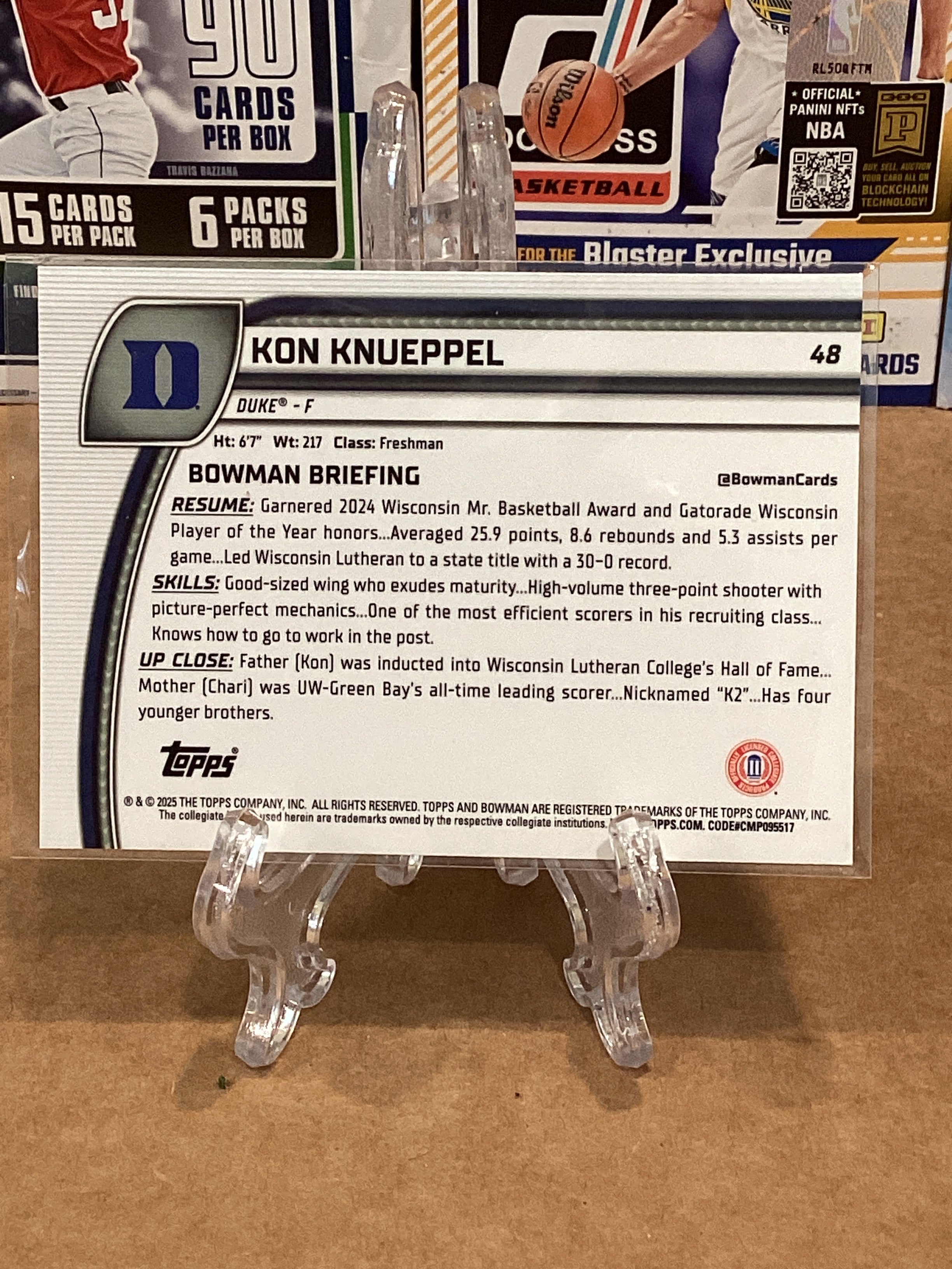 2025 NBA Kon Knueppel Bowman U Chrome #48 GM 9.8+