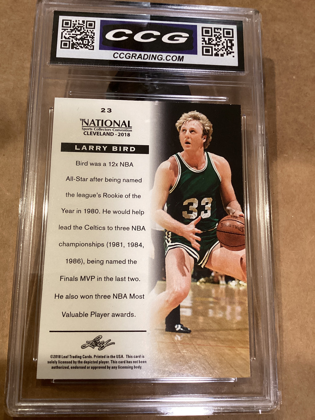 Larry Bird Celtics, 2018 leaf graded gem mint 10